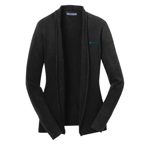 ENERCON Women's Black Open Front Cardigan Sweater